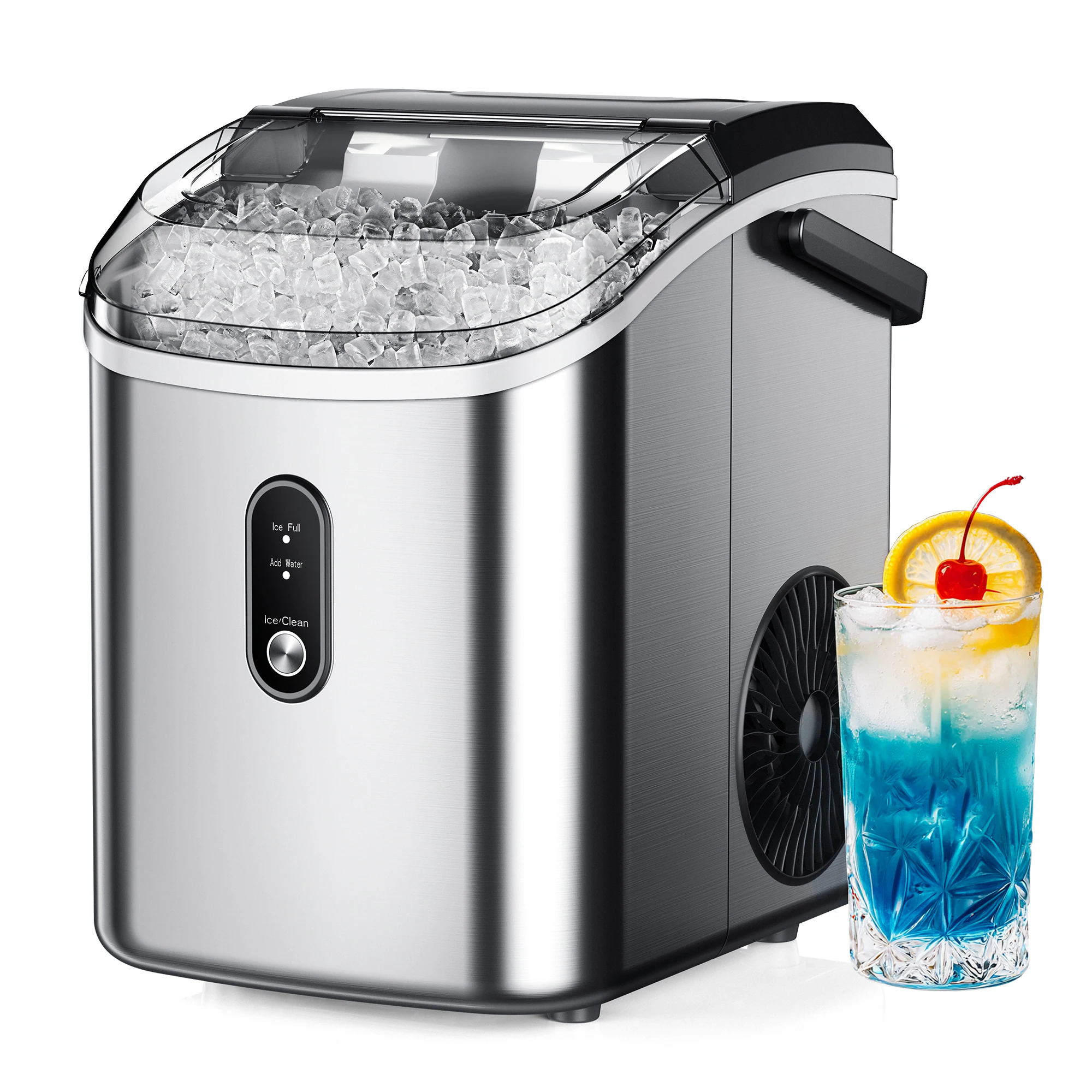 Crystal clear ice cubes in a glass