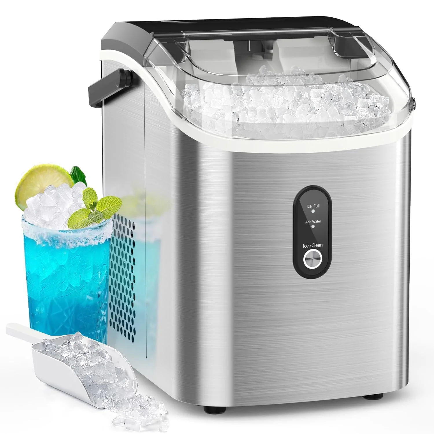 NewAir ice maker producing bullet ice